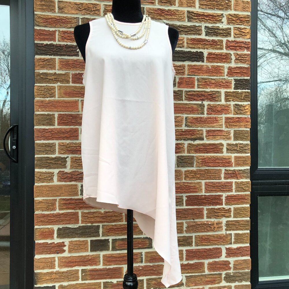 Kenneth Cole Reaction Blush Pink Asymmetrical Sleeveless Top M